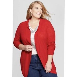 Ava and Viv open front red cardigan